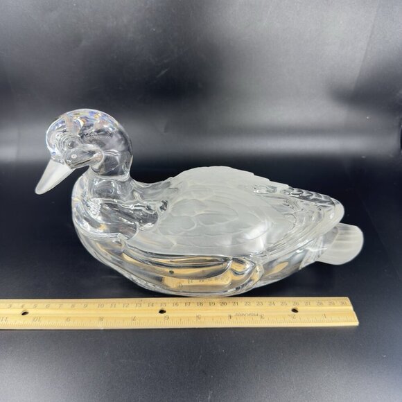 Shannon Crystal Duck Lidded Mallard Candy Dish Frosted Accents by Godinger Clear - Picture 5 of 16